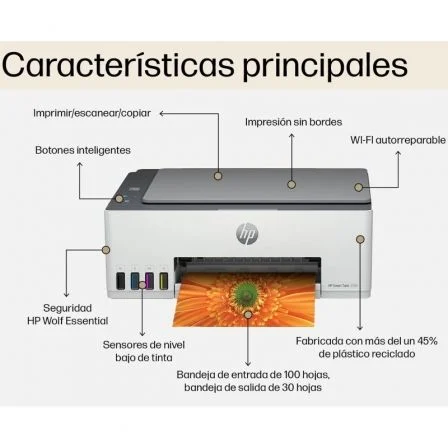 HP Smart Tank 5105 Multifunción Inyección de Tinta Color Gris/Basalto Claro